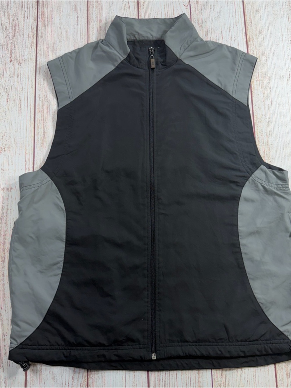 Ping Golf Vest Mens Medium Black Gray Windbreaker Full Zip Sleeveless